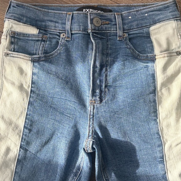 Express High Rise Two Tone Skinny Jeans (size xs) - Picture 4 of 4